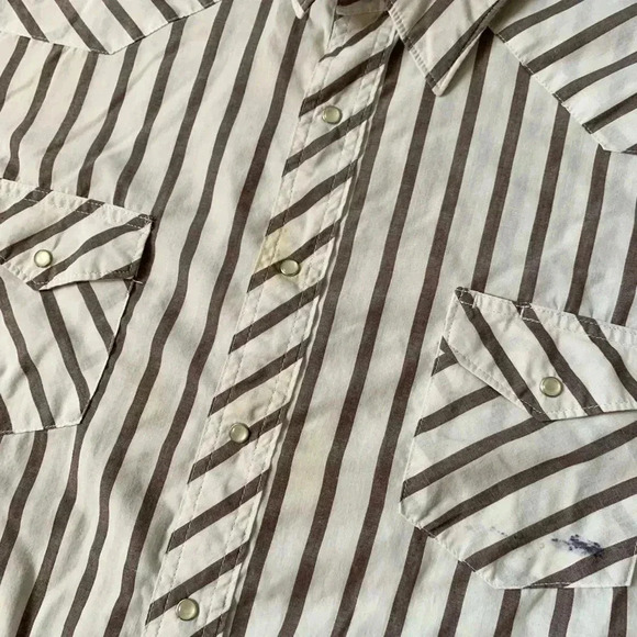 Wrangler work shirt plus size striped snap button long sleeve shirt - Picture 4 of 8